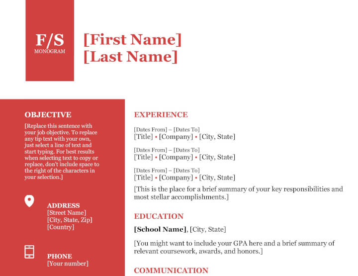 word resume templates - monogrammed resume template
