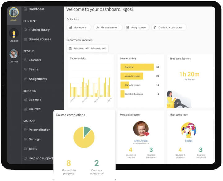 GoSkills learner dashboard