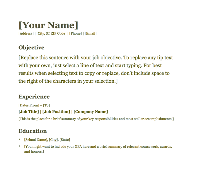 word resume templates (traditional resume template)