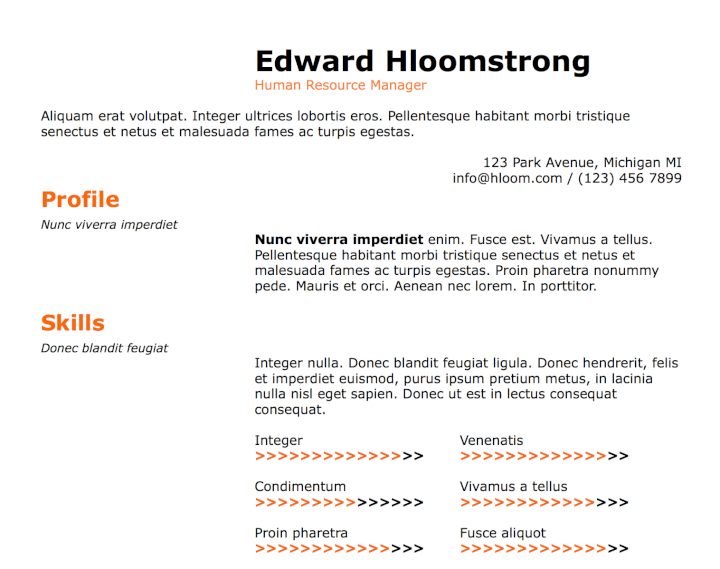 word resume templates (orange resume template)