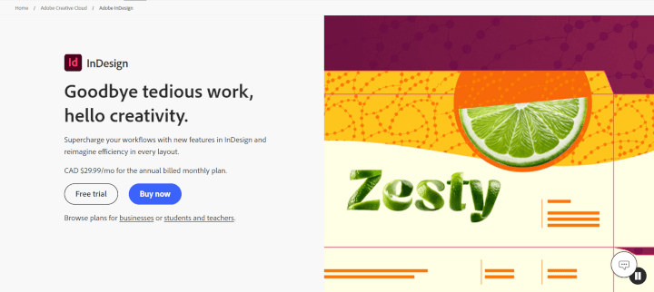 adobe indesign homepage