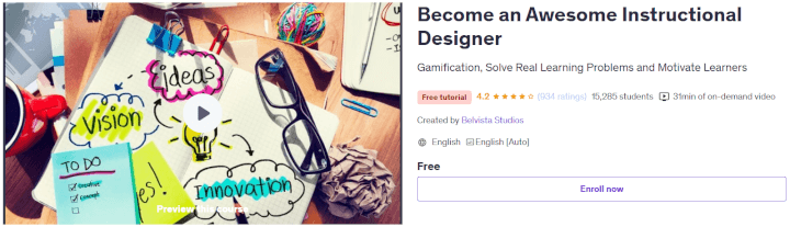 udemy instructional design course