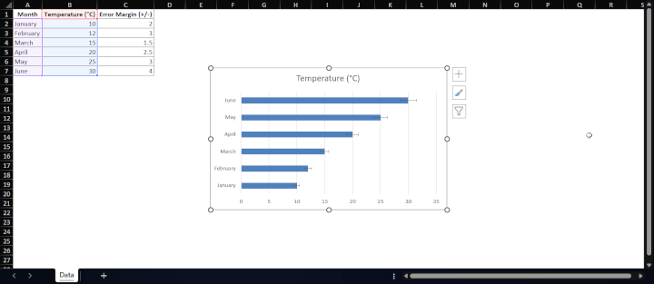 horizontal error bars