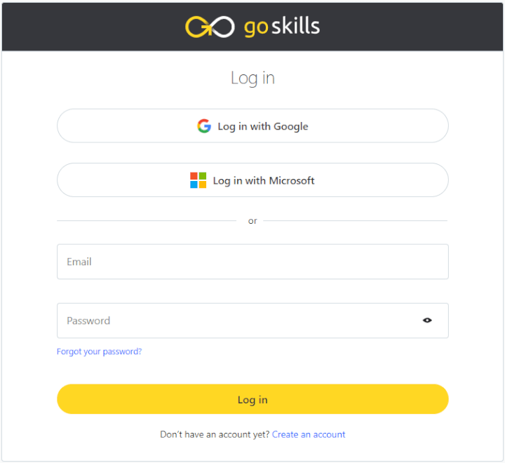 GoSkills LMS SSO screen